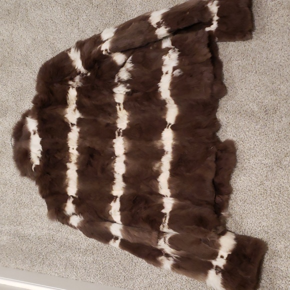 Nine West Chocolate and Cream REAL FUR Teddy Jacket - Picture 4 of 4